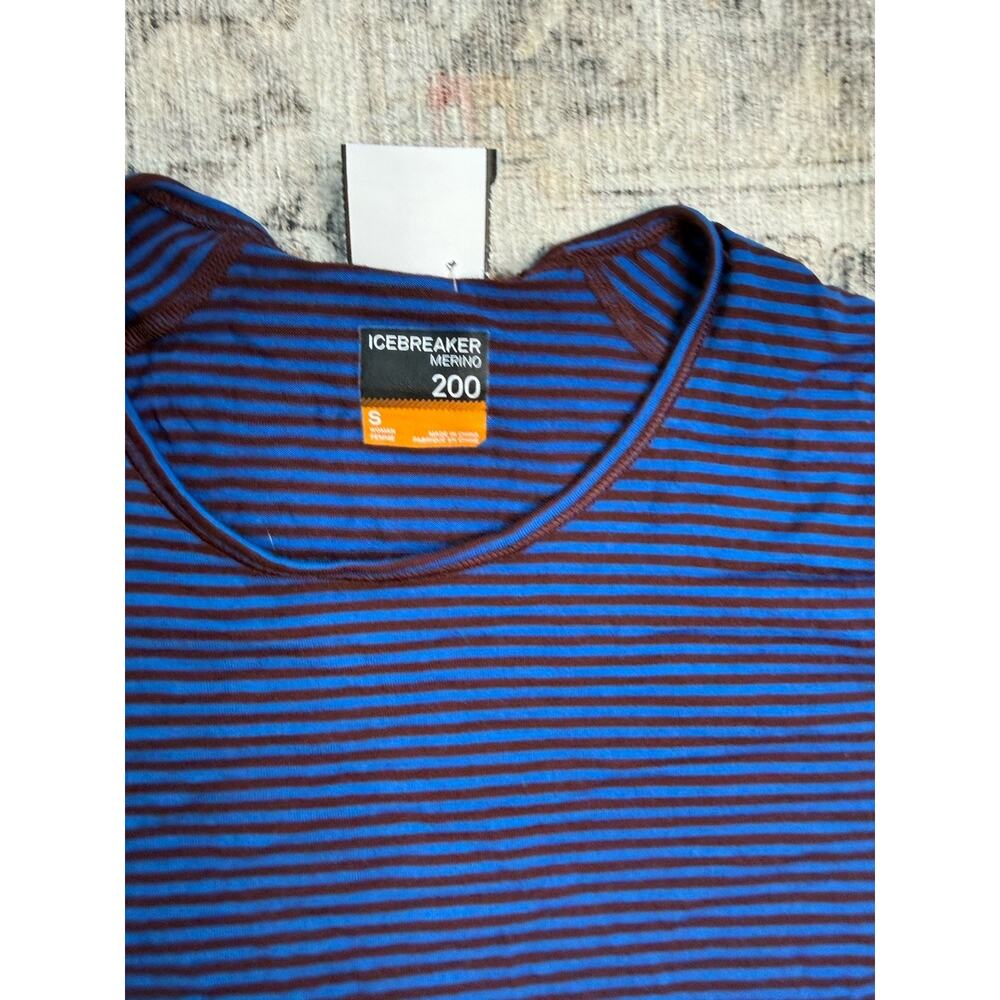 Icebreaker Merino Wool 200 Oasis LS Crewe Thermal Mens Base Layer Top S Stripes - Picture 3 of 9